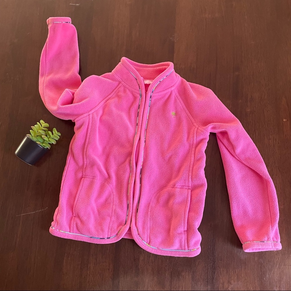 Lilly Pulitzer Pink Zip Up Fleece Jacket Size Girls M 6-7